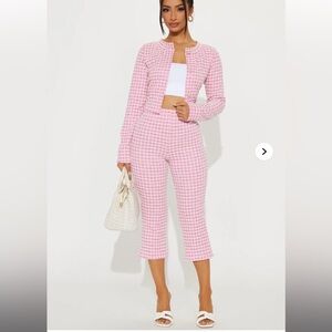 Aurora Pink Tweed Capri Set